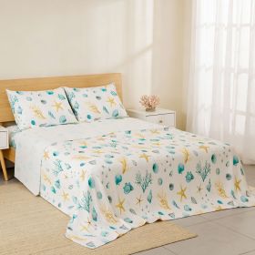 4pcs ultra-soft 85g brushed printed sheets and pillowcases, machine washable, suitable for all seasons