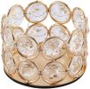 2 Pcs Crystal Candleware Gold Ornament Round Candle Holder Living Room Table