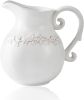 Ceramic Pitcher White Flower Vase, Farmhouse Ceramic Jug Vase for Home DÃ©cor, 7.3 inch Height.