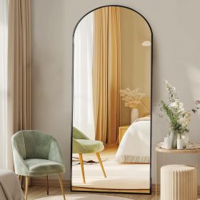 DUMOS Arched Full Length Mirror with Stand 64"x21" Floor Standing Aluminum Frame for Bedroom Body Hanging Leaning Modern Simple Home Decor Shatter-pro