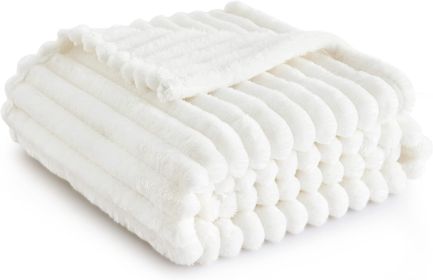 GentleSoft White Fleece Throw Blanket for Couch Cozy Blanket for Women & Teens, 50 x 60 Inches