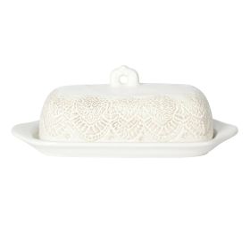 Vintage Lace Butter Dish, Rustic Kitchen Organizer or Storage Accessory, Perfect for Farmhouse Kitchen Decor
