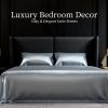 Satin Bed Sheets, King Size Sheets Set, 4 Pcs Silky Bedding Set with 15 Inches Deep Pocket for Mattress (King, Grey)