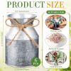 6pcs 5.12 Inch Rustic Cast Iron Milk Can Vases with Twine Bow - Farmhouse Bohemian Round Cylindrical Vase Suitable for Wedding Centerpieces