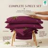 Luxuriously Soft 100% Viscose Derived from Bamboo 5-Piece Sheet Set , Oeko-TEX Certified, Split King - Merlot