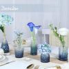 Glass Bud Vase Set of 5, Small Blue Flower Vases for Centerpieces in Bulk, Mini Vintage Vase for Wedding Decor, Single Flowers, and Home Table DÃ©co
