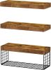 Bathroom Toilet Shelf - Wall-mounted floating shelf, ideal for storing toilet paper, small farmhouse style decorative shelf, 16 inches, 3-piece set