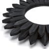 Black Wall Decor Wall Mirror 12 inch Boho Wall Decor Wood Decorative Mirror for Room Decor Home Decor for Bedroom Living Room Bathroom Kitchen Black