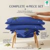 Luxuriously Soft 100% Viscose Derived from Bamboo 4-Piece sheet Set , Oeko-TEX Certified, California King - Indigo