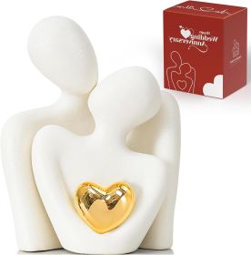 Mini Couple Statue Tv Stand Decor Items for Living Room (Color: White)